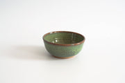 RachaelPots - Breakfast Bowl: Sage, a handcrafted ceramic bowl with a mottled green and rust glaze, ideal for breakfast or kitchen prep, made in Brooklyn.