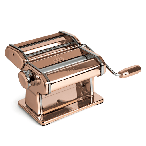 Marcato | Atlas 150 Plus Pasta Machine, Copper: Hand-cranked, adjustable rollers, removable double cutter for lasagne, fettuccine, spaghetti; crafted in Italy for consistent pasta sheets.