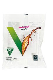 HARIO USA - V60 Paper Filters: White, 100 sheets packaged for 1–4 cup brews, featuring FSC-certified paper for optimal coffee clarity and balance.