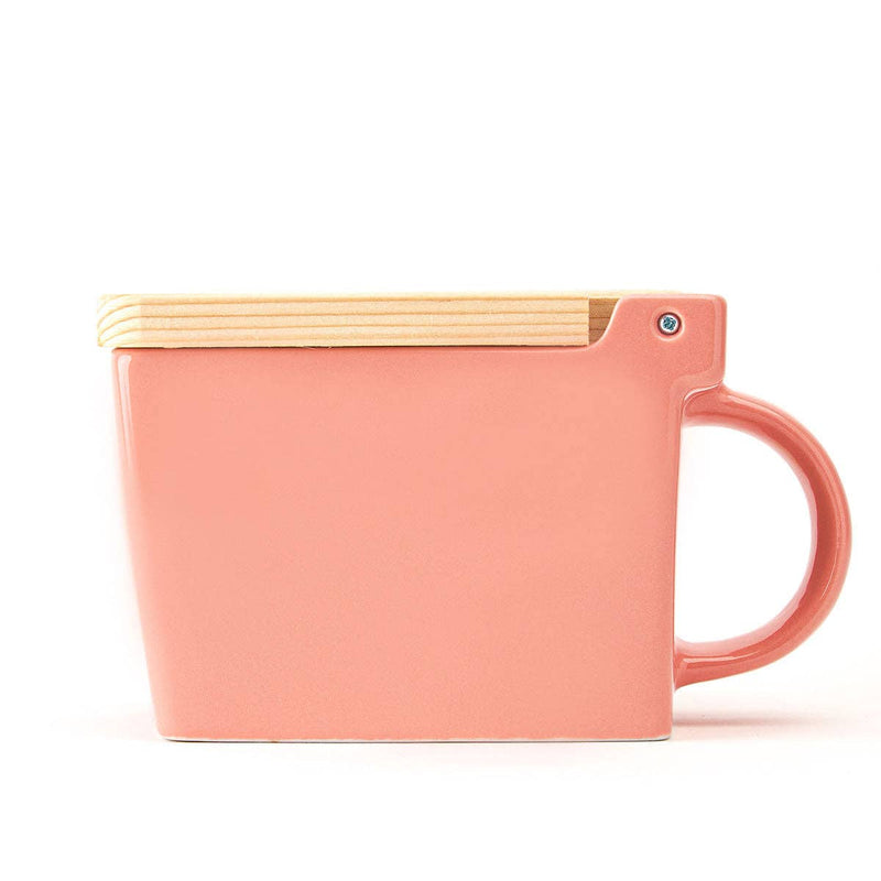 Zero Japan | Bee House Ceramic Salt Box With Wooden Lid & Dehumidifying Measuring Spoon, Coral Pink