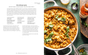 Penguin Random House LLC - Half Baked Harvest Quick & Coz cookbook featuring cheeseburger pasta recipe, ingredients, and a photo of the finished dish in a skillet.