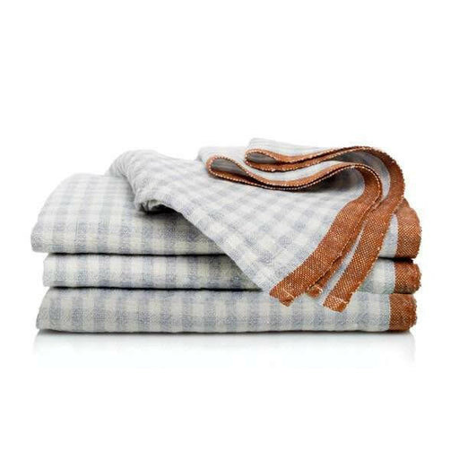 Caravan Home | Two-Tone Gingham Blue & Cognac Napkins.