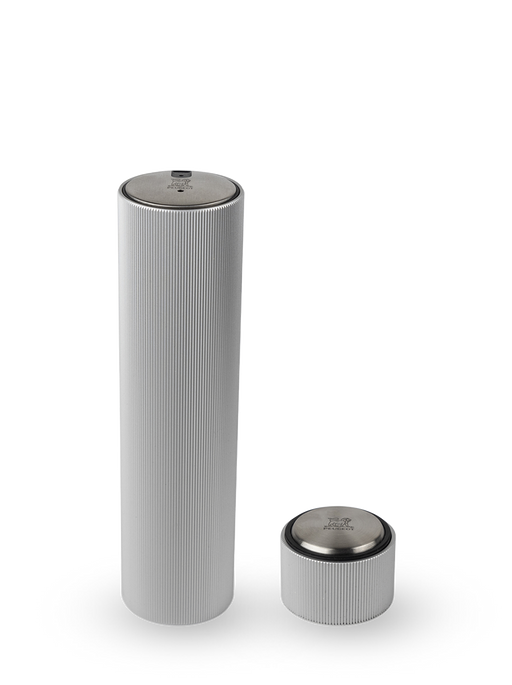 Peugeot | Line Reverse Corkscrew, Aluminum, shown disassembled with its sleek, ribbed metal design, highlighting its modern, efficient cork extraction mechanism.