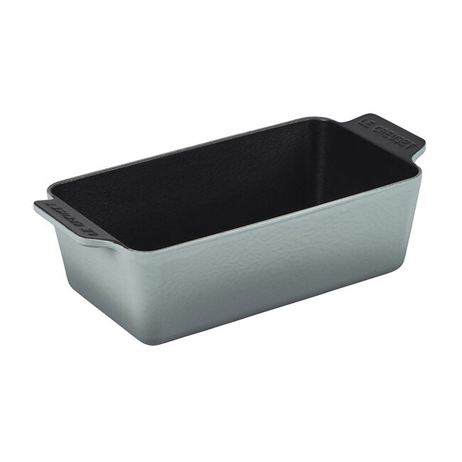 Le Creuset | Signature Loaf Pan - Sea Salt: Rectangular cast-iron baking pan for bread, cakes, and casseroles, featuring straight sides and black satin enamel interior.