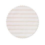 Sandy Stripes Original Flat Plate Liners featuring white and orange stripes, ideal for enhancing table settings with a touch of elegance.