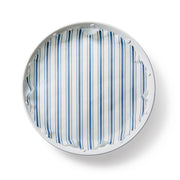 Seascape Blue Original Flat Plate Liners featuring a subtle blue and white striped cloth, suitable for elegant kitchen and dining settings from Athens Cooks.