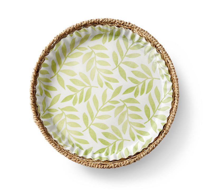 Plate & Pattern | 'Mom's Garden' Pre-Formed Plate Liners with a detailed leaf motif, designed for elegant table settings from Athens Cooks kitchen store.