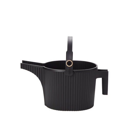 Hachiman | Garden Beetle, Large Black: A sleek, award-winning watering can with a fluted body, long spout, and folding handle for precise, efficient watering.
