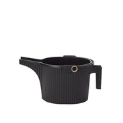 Hachiman | Garden Beetle, Small Black: Ribbed planting pot with integrated bracket and adjustable clamp for rail hanging; perfect for balcony gardens.