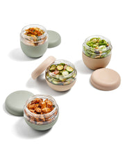 W&P - Glass Seal Tight To-Go & Storage Bowl: Cream / 16 oz, featuring airtight screw-top lid, borosilicate glass, and silicone sleeve, ideal for meal prepping and storage.