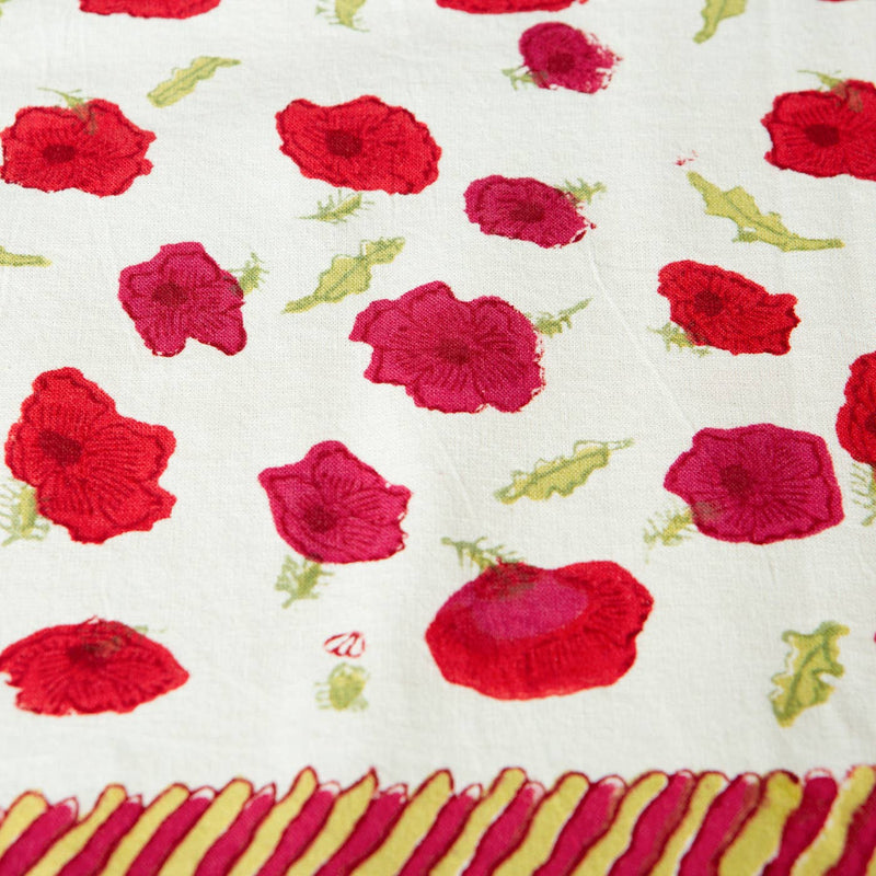 Couleur Nature | Poppies Red & Green French Tablecloths: 71" x 71"