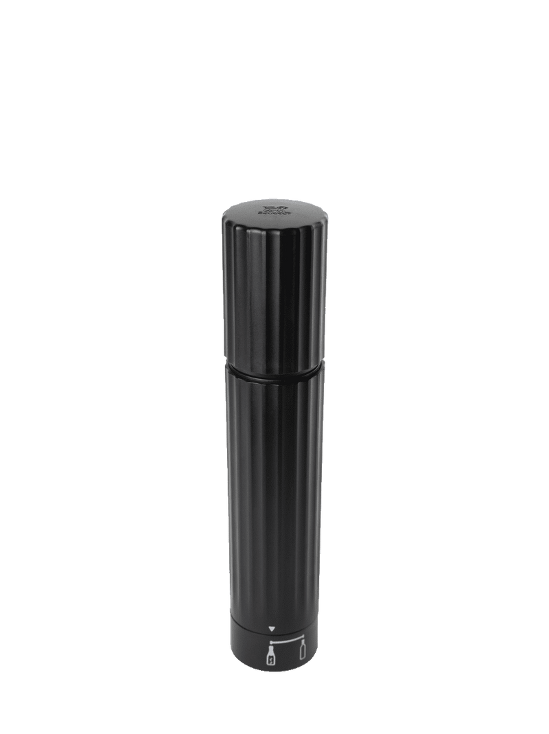 Peugeot Preserve Duo - Black, a sleek black cylindrical container designed for preserving spices or herbs, ideal for modern kitchen storage.