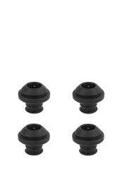 Set of four Peugeot Preserve Still Wine Stoppers, featuring sleek black round designs, ideal for preserving wine freshness.