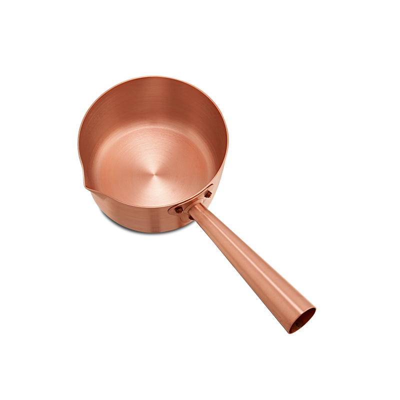 Mauviel | M'PASSION Copper Sugar Pan with handle, ideal for precise pastry tasks, showcased in Athens Cooks' curated kitchenware collection.