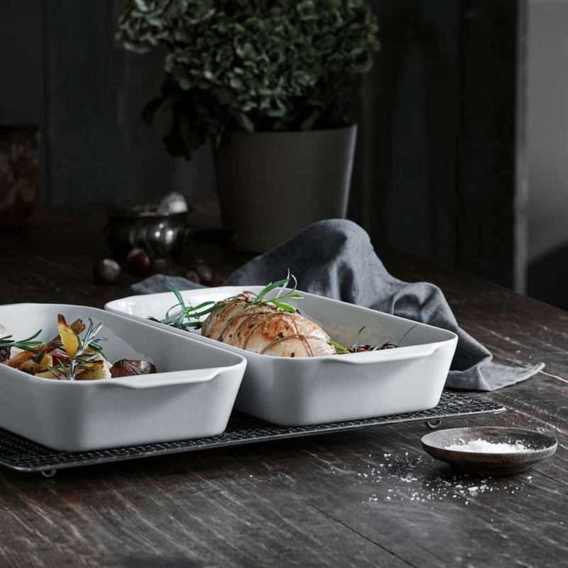 Pillivuyt | Deep Rectangular Eared Roasters, Large, 2.5 qt