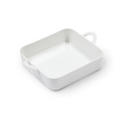 Pillivuyt | Toulouse Square Baker - 8.5, a white square ceramic dish with handles, perfect for sophisticated baking needs.
