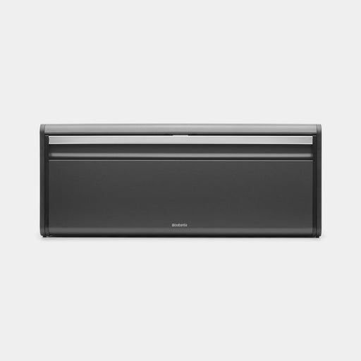 Brabantia USA Inc | Fall Front Bread Box, a space-saving rectangular bread box with a flat top for storage, ideal for keeping bread fresh in compact kitchen spaces.