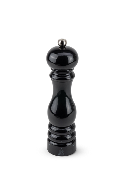 Peugeot | Paris u'Select Pepper Mill, Black Lacquer Wood, 9 inches, featuring a classic hand-turned design for grinding whole peppercorns, perfect for enhancing your culinary creations.