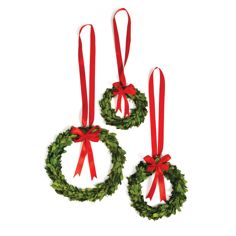 Napa Home & Garden | Boxwood Wreaths With Red Ribbons, Set of 3