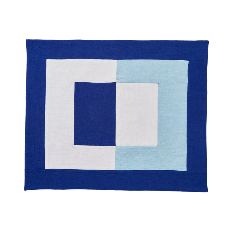 Misette | Bauhaus Embroidered Linen Napkins, Blue