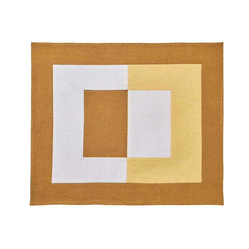 Misette | Bauhaus Embroidered Linen Napkins, Amber
