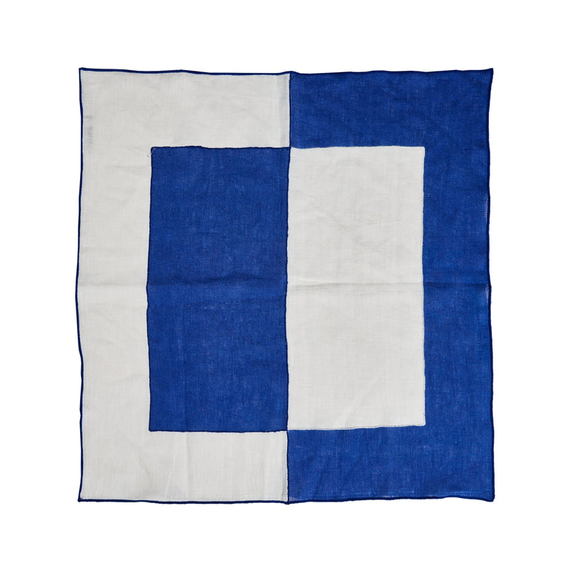 Misette | Bauhaus Embroidered Linen Napkins, Blue