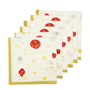 Set of six 19 x 19 Caravan Home Springfields Multi Napkins featuring hand-printed poppies and wildflowers, ideal for enhancing dining experiences.