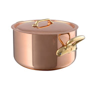 Mauviel | M'''Heritage M'''200 B, 6.1-qt stewpan with brass handles and lid, featuring 90% copper exterior for even heating, ideal for soups and stews.