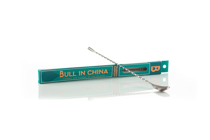 Bull in China | Teardrop Barspoons - Silver - featuring a twisted center for grip and a weighted end, perfect for professional or home bar use.