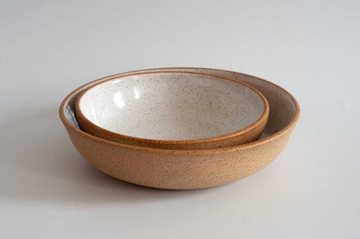 RachaelPots - Pasta Bowl Large: Nude/White, hand-thrown stoneware with a satin-matte finish, ideal for serving pasta or mashed potatoes. 2 tall, 9.25 diameter.