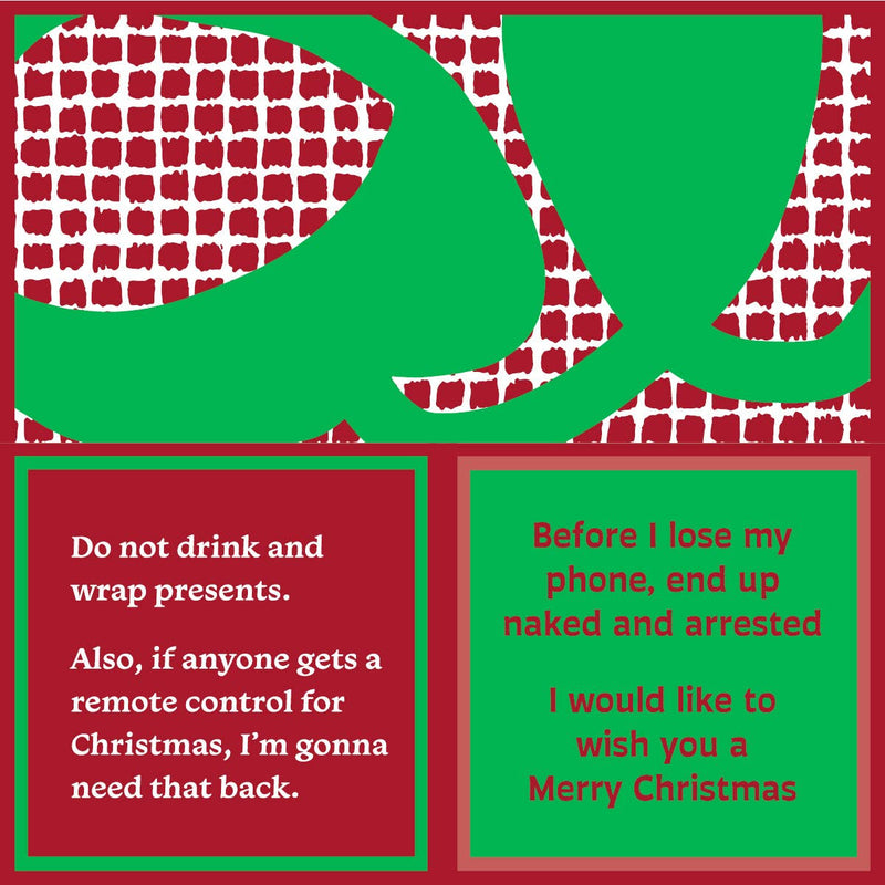Funny Drinks on Me cocktail napkins with humorous Christmas messages, perfect for parties and gatherings. Ideal for adding laughter to any holiday celebration.