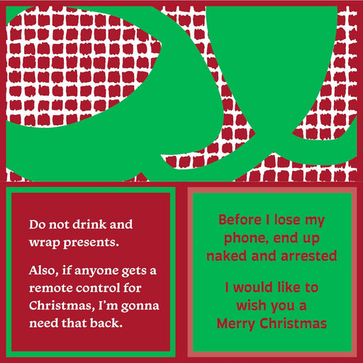 Funny Drinks on Me cocktail napkins with humorous Christmas messages, perfect for parties and gatherings. Ideal for adding laughter to any holiday celebration.