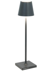 Zafferano America - Poldina Pro Micro Cordless Lamp: Sand, featuring a sleek black pole and white lampshade, ideal for versatile kitchen lighting.