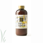 Mikuni Wild Harvest USA - Yuzu Juice, Niban Shibori (2nd Press), 375ml bottle with a gold cap, labeled in English and Japanese, ideal for culinary use.