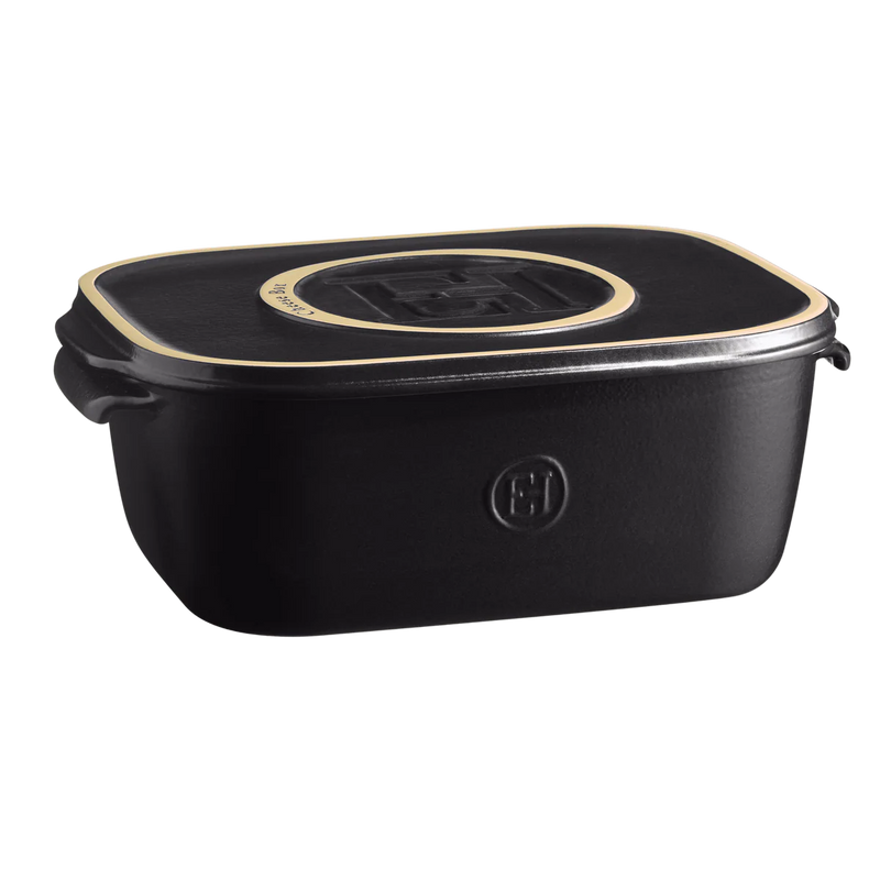Emile Henry Cheese Box, Black—a versatile, high-fired clay storage solution with a flat lid doubling as a serving platter, perfect for stylish cheese storage and presentation.
