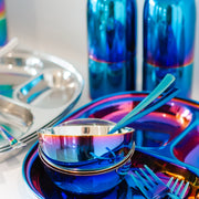 Ahimsa Mindful Mealtime Set in Iridescent Blue - 5 piece stainless steel kids dish set