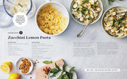 Penguin Random House LLC - Love & Lemons Simple Feel GD: Zucchini Lemon Pasta recipe spread with ingredients and instructions from Jeanine Donofrio's cookbook, featured at Athens Cooks.