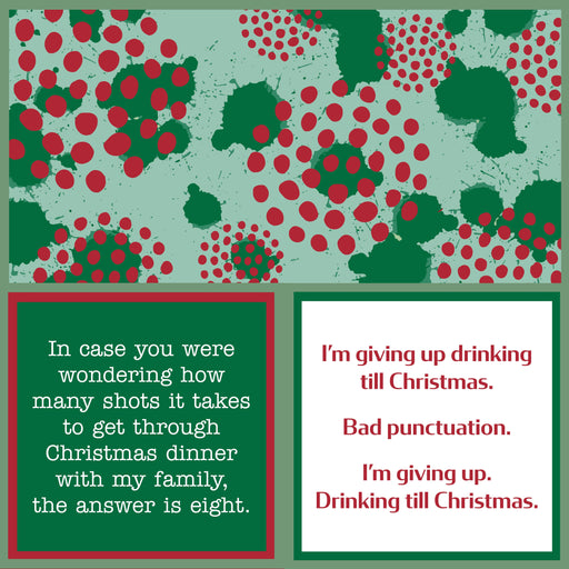 Drinks on Me - NAPKIN XMAS Giving Up: Double-sided cocktail napkins with humorous holiday drinking jokes, perfect for festive gatherings and party hosts.