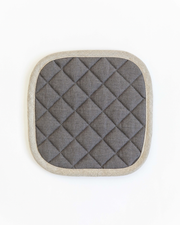 MagicLinen - Linen pot-holder in Grey Blue, featuring quilted detailing and a loop for hanging, ideal for heat protection in any kitchen.