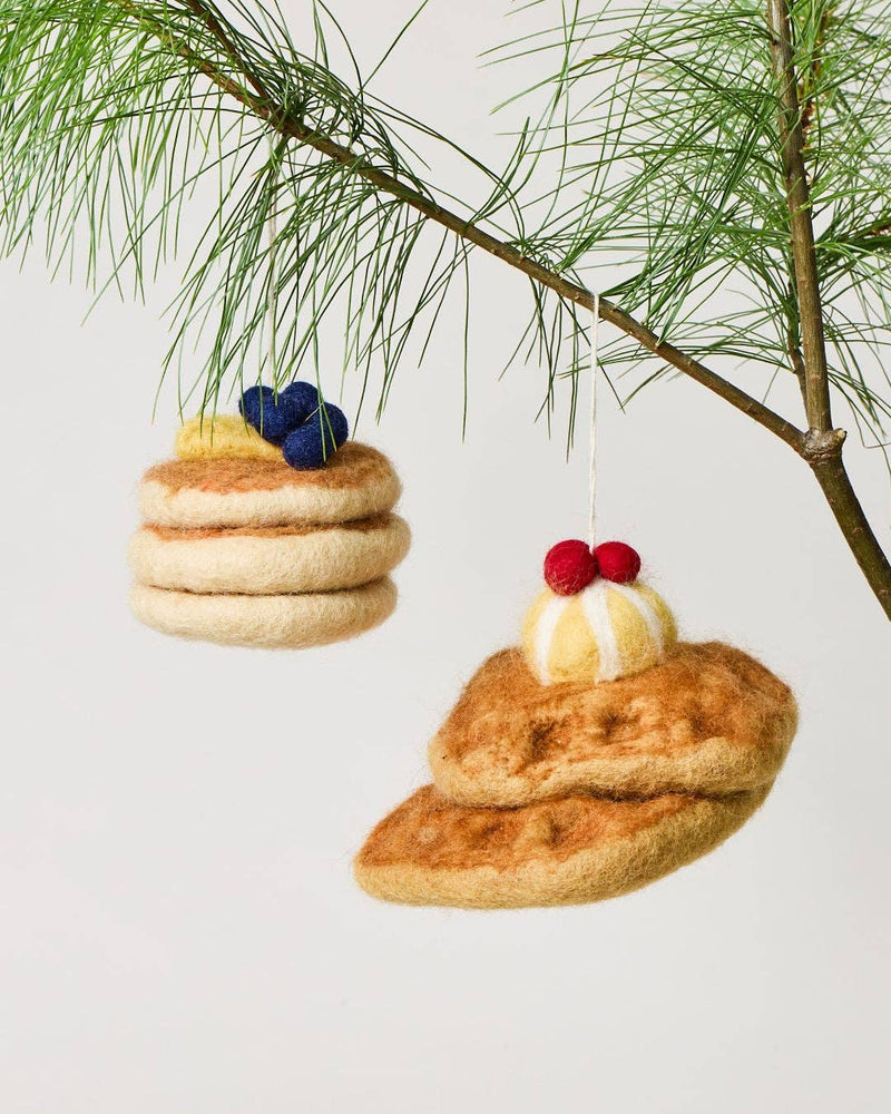 Farmhouse Pottery | Felted Breakfast Ornament: Pancake Stack