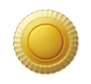 Duralex Lys Amber Dessert Plate, Set of 6, features a sunshine-yellow scalloped rim, crafted from chip-resistant tempered glass, ideal for versatile kitchen use.