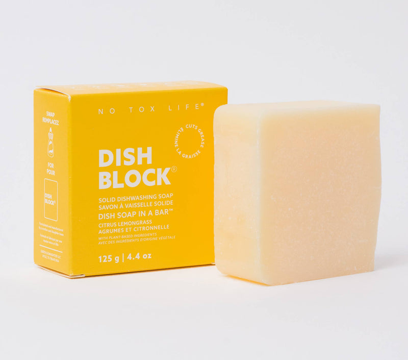 No Tox Life - DISH BLOCK® solid dish soap bar - Citrus Lemongrass - No Tox Life