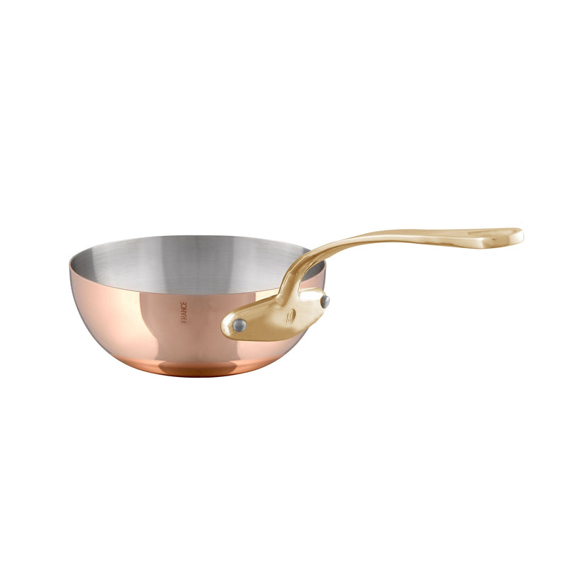 Mauviel | M'''Heritage M'''200 B Chef Pan, 3.7-qt, with polished brass handle and stainless steel interior, ideal for versatile cooking.