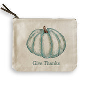 French Graffiti - Blue Pumpkin: Natural Guest Towel features a teal pumpkin and Give Thanks text, ideal as a decorative or functional kitchen accessory.