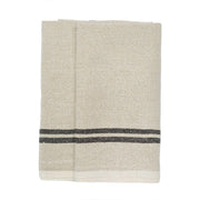 Caravan Home | Vintage Linen Natural & Black Towels, showcasing handmade woven fabric with dark stripes, ideal for adding rustic elegance to dining settings.
