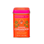 Nandini Coriander 30g Everyday Tin featuring a tiger face design, perfect for storing spices from Athens Cooks' curated kitchen collection.