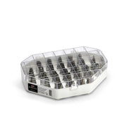 de Buyer | Decor Nozzle + Adaptor Kit in a plastic container, showcasing multiple stainless steel décor tips and accessories for pastry decorating.