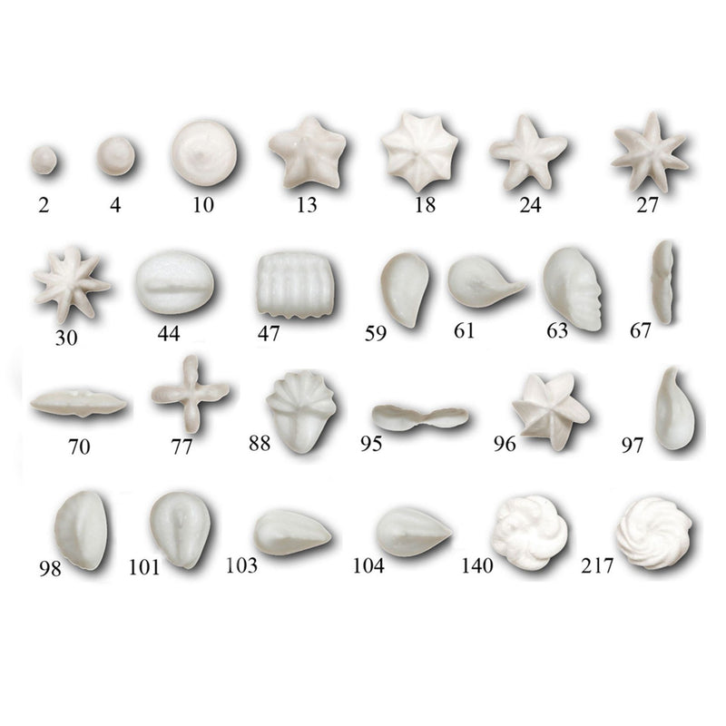 de Buyer | Decor Nozzle + Adaptor Kit featuring a set of 26 stainless steel tips for intricate pastry designs, including a pastry bag adapter and decoration supports.