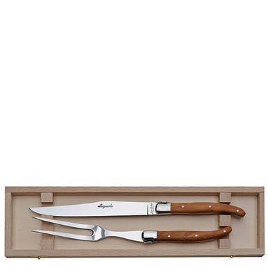 The French Farm | Olive Wood Carving Set in a Clasp Box