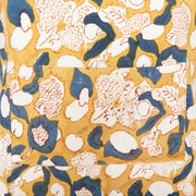 Couleur Nature - Forest Harvest Mustard & Blue Apron features a fruit and foliage motif with a horizontal pocket seam, hand-printed on high-quality linen.